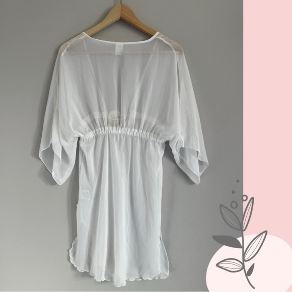 La Vie en Rose Aqua Sheer White Tortoiseshell Bathing Suit Cover Up Small - Picture 3 of 3